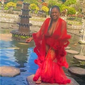 Changuan Sexy Feather Bridal Robe Tulle Illusion Long Wedding Scarf